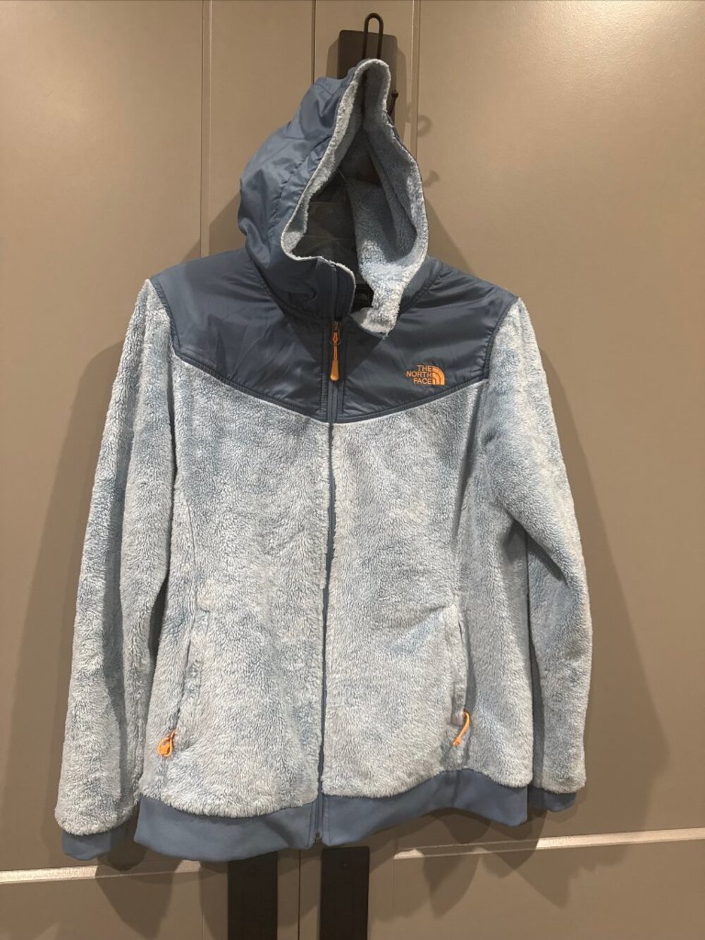 The North Face Blue Polyester Sherpa Full Zip Hooded Jacket - SZ Lg